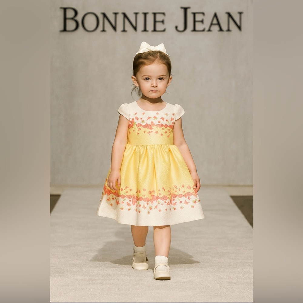 Bonnie Jean Yellow and Pink Floral Dress